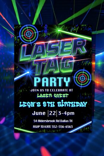 Editable Laser Tag Birthday Party Invitation + Party Ideas for an Epic Celebration 185 listing image