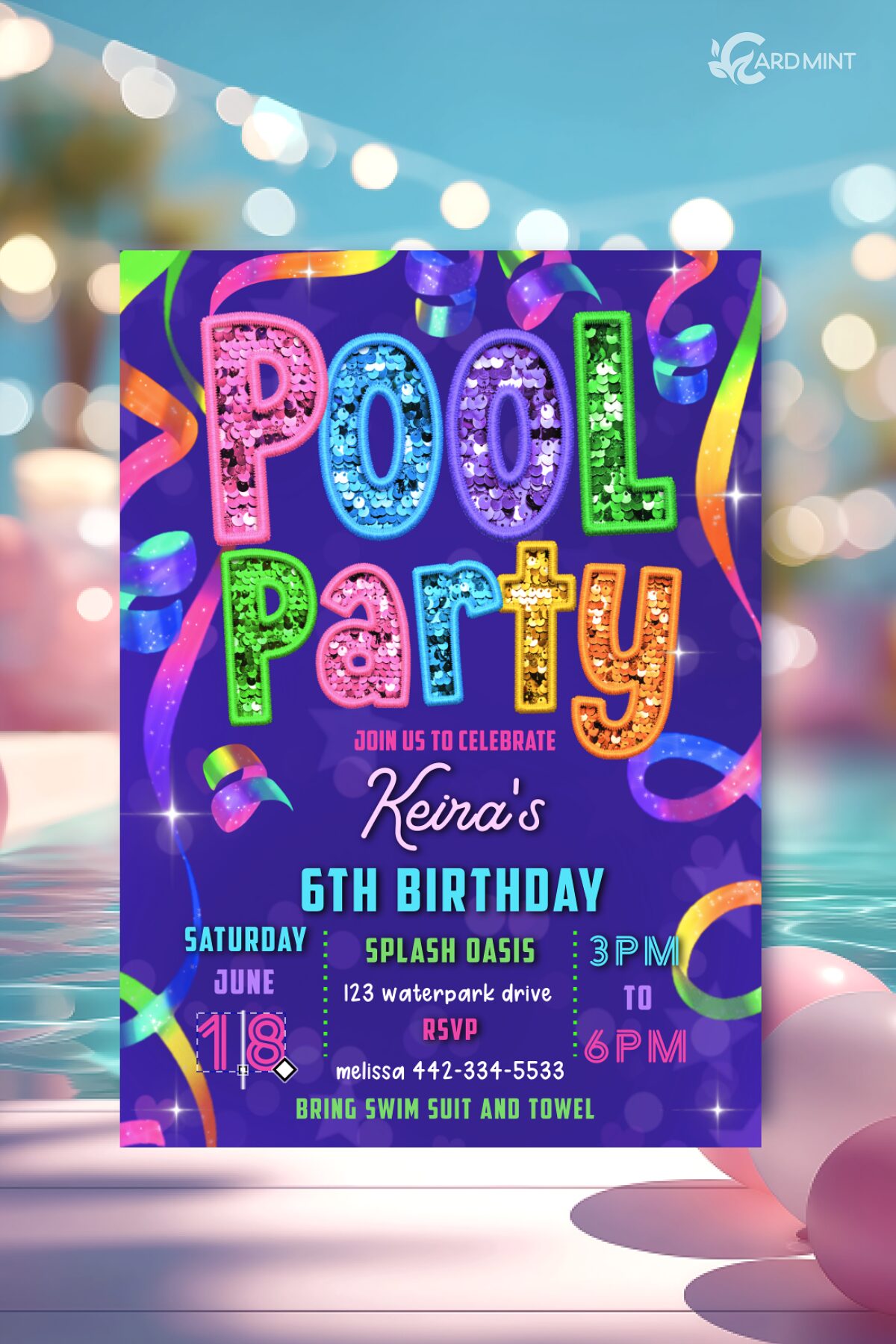 Editable Pool Party Birthday Invitation &ndash; Make a Splash This Summer