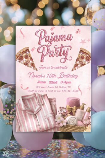 Celebrate in Style with the Ultimate Pizza Sleepover Party Invitation 188 listing image